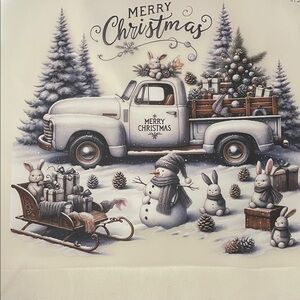 Gildan Holiday Blanket with White Truck and Festive Scene